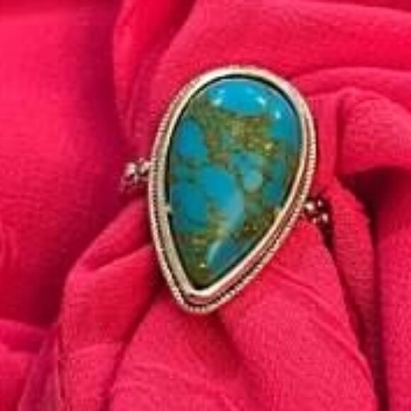 Turquoise Howlite Ring, Size 10 - Picture 1 of 8